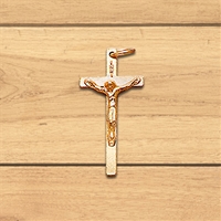 Small Metal Gold Tint Crucifix - 1-Inch