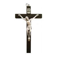 Italian Black Wood Crucifix with Pewter Corpus - 5.25-Inch