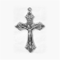 Grapes and Leaves Metal Crucifix - 1.25-Inch
