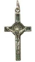 Saint Benedict Crucifix - Gray Enamel on Silver Cross - 1.5-Inch