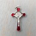 2 inch Budded St. Benedict Crucifix, Red enameled