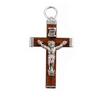 Italian Dark Brown Wood Crucifix - 1.25-Inch