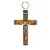 Italian Light Brown Wood Crucifix - 1.25-Inch