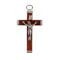 Italian Dark Brown Wood Crucifix - 1.75 Inch