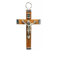 Italian Light Brown Wood Crucifix - 1.75 Inch