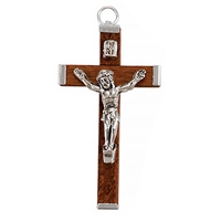 Italian Dark Brown Wood Crucifix - 2.25-Inch
