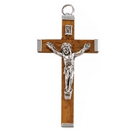 Italian Light Brown Wood Crucifix - 2.25-Inch