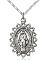 1-Inch Miraculous Sterling Silver Pendant with 18-Inch Chain