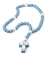 Large Blue Wood Baby Baptism Rosary in Gift Box