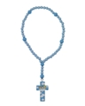 Blue Wood Stretch Rosary with 3 Angels