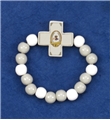 White First Communion Wood Stretch Bracelet - Light of the World