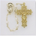Gold Plated Faux Pearl Rosary
