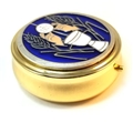 Brass Pyx with Liner - Chalice with Blue Enamel - Medium