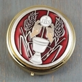 Rosary Box with Chalice in Red Enamel