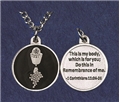 Black Enamel Round Chalice Medal on 18 Inches Chain