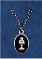 Black Enamel Chalice Oval Medal on 18 Inches Chain