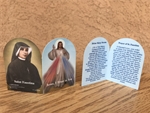 Divine Mercy and Saint Faustina Folding Plastic Prayer Card
