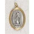 Lady of Guadalupe Gold and Silver Toned 1-1/2 inch Oval Medal