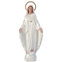 Our Lady of Grace White Pearlized Plaster Italian Statue - 12-Inch