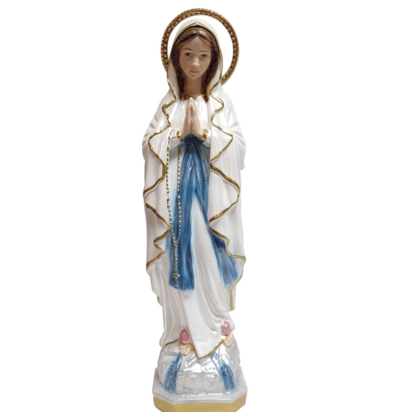 Our Lady of Lourdes Pearlized Plaster Italian Statue - 16-Inch ...