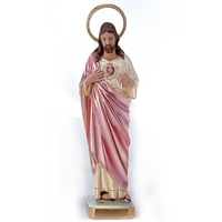 Sacred Heart Pearlized Plaster Statue - 16-Inch