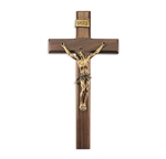 Walnut and Museum Gold Crucifix - 12-Inch