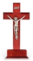 Standing Dark Cherry and Genuine Pewter Crucifix