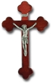 10-Inch Dark Cherry and Pewter Wall Crucifix