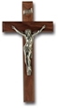 Walnut and Genuine Pewter Crucifix