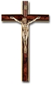 Rounded Burl and Antique Silver Crucifix