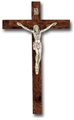 Italian Burl Wood and Antique Silver Crucifix - 12-Inch