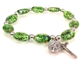 Green Murano Glass Stretch Rosary Bracelet
