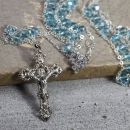 Glass Bead Aqua Ladder Rosary