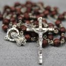 22 Inch Men's Rosary with Carved Wood Beads, Natural
