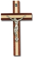 Italian Inlayed Wood and Antique Silver Crucifix