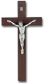 12-Inch Italian Walnut and Antique Silver Crucifix