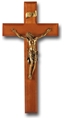 11-Inch Dark Cherry Wood & Gold Wall Crucifix
