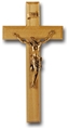 11-Inch Light Oak Wood & Museum Gold Crucifix