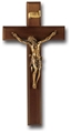Walnut and Museum Gold Crucifix - 11-Inch
