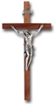 11-Inch Walnut and Genuine Pewter Crucifix