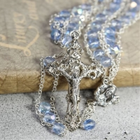 Glass Bead Light Blue Ladder Rosary