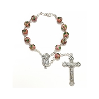 Pink Cloisonne Auto Rosary