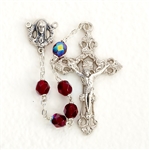 Aurora Borealis Glass Bead Rosary - Garnet
