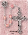 Aurora Borealis Glass Bead Rosary - Pink