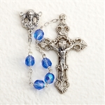Aurora Borealis Glass Bead Rosary - Dark Blue