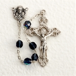 Aurora Borealis Glass Bead Rosary - Montana Sapphire