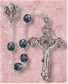 Aurora Borealis Glass Bead Rosary - Montana Sapphire