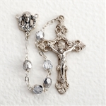 Aurora Borealis Glass Bead Rosary - Silver