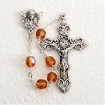 Aurora Borealis Glass Bead Rosary - Topaz