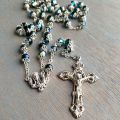 Double Capped Emerald Glass Bead rosary
